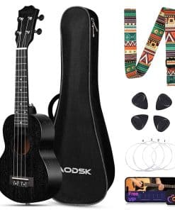 Ukulele Negro AODSK para Principiantes de 23 Pulgadas con