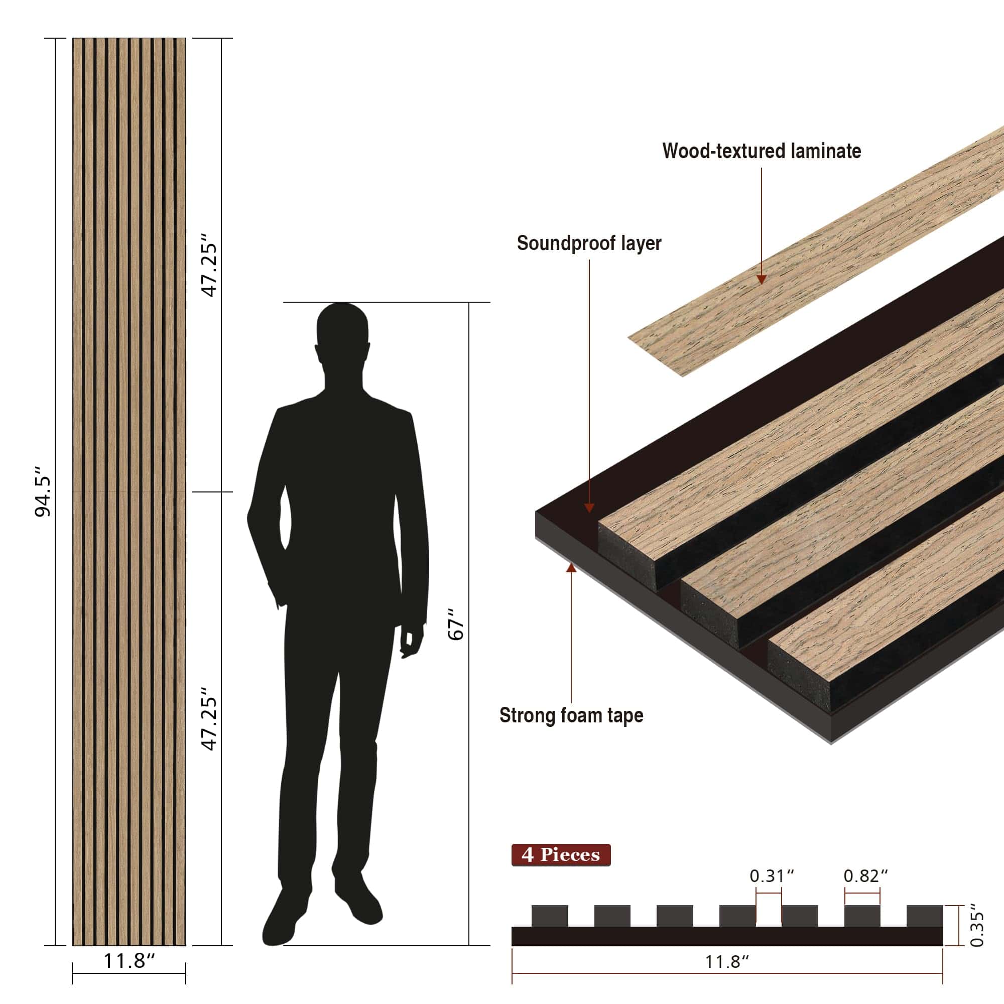 Paneles Acústicos de Pared de Madera Kieacia, Paneles 3D de - Imagen 4
