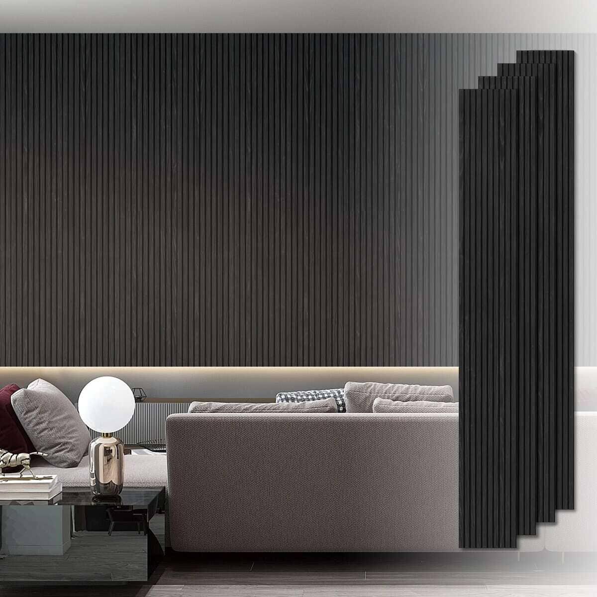 Paneles Acústicos de Pared de Madera -Negro