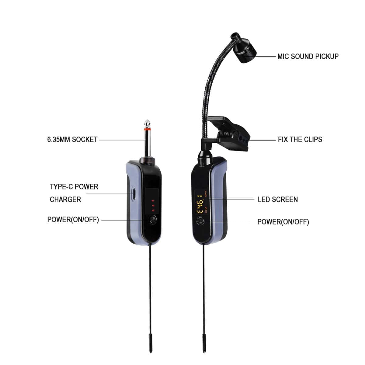Micrófono inalámbrico UHF para instrumentos BOMGE, - Imagen 9