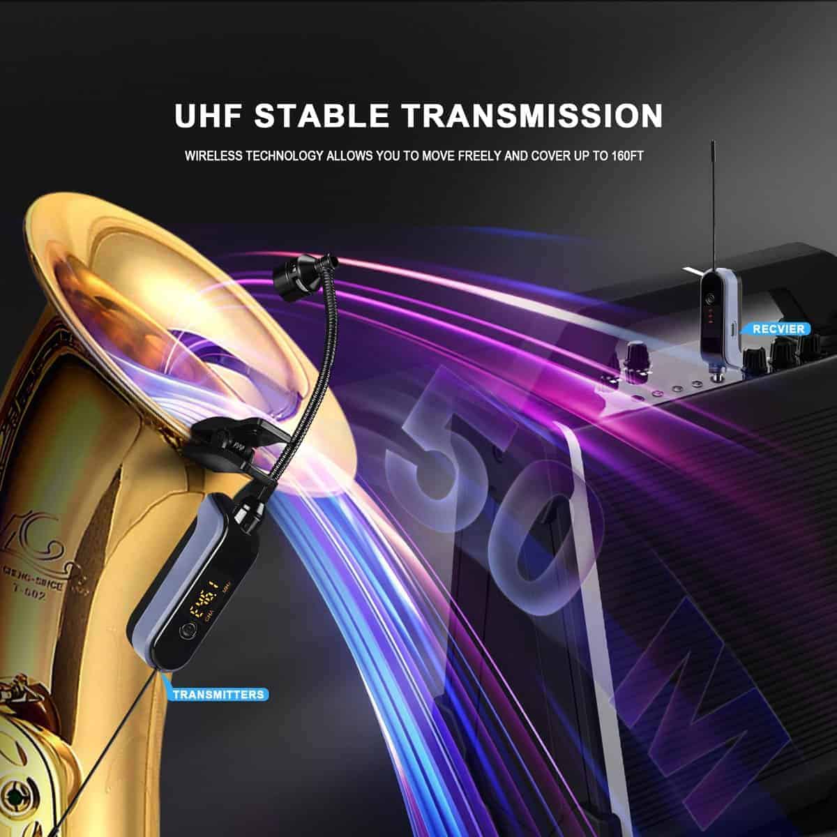 Micrófono inalámbrico UHF para instrumentos BOMGE, - Imagen 5