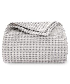 EGOHOME 100% Algodón Manta de Gofre, Suave Ligera -Gris Mare