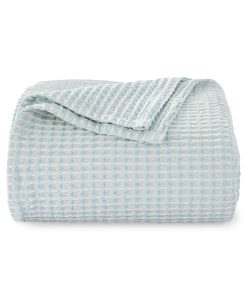 EGOHOME 100% Algodón Manta de Gofre, Suave Ligera -Azul