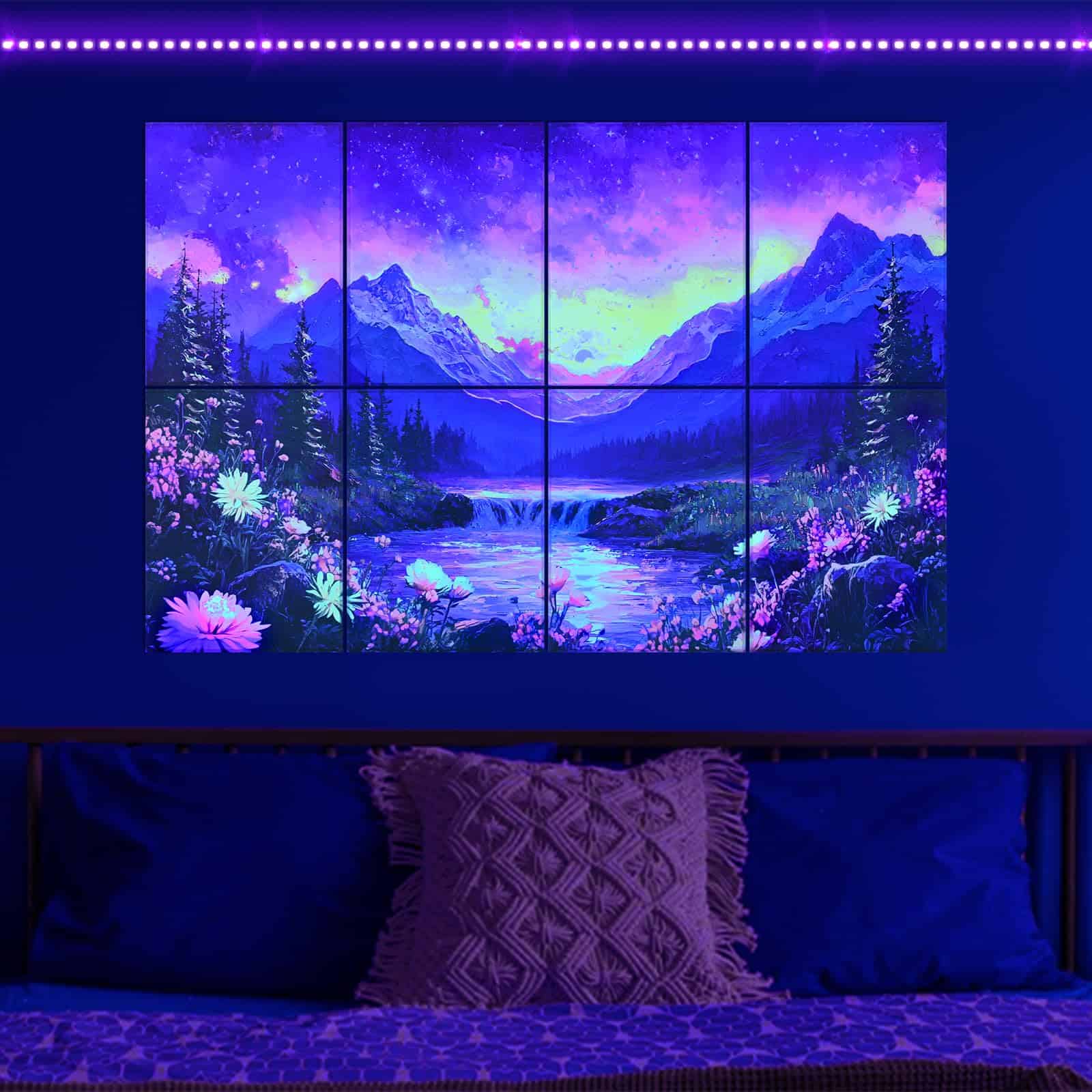 Tutmyrea 8 Pack Paneles Acústicos de Luz Negra, 48"X32"