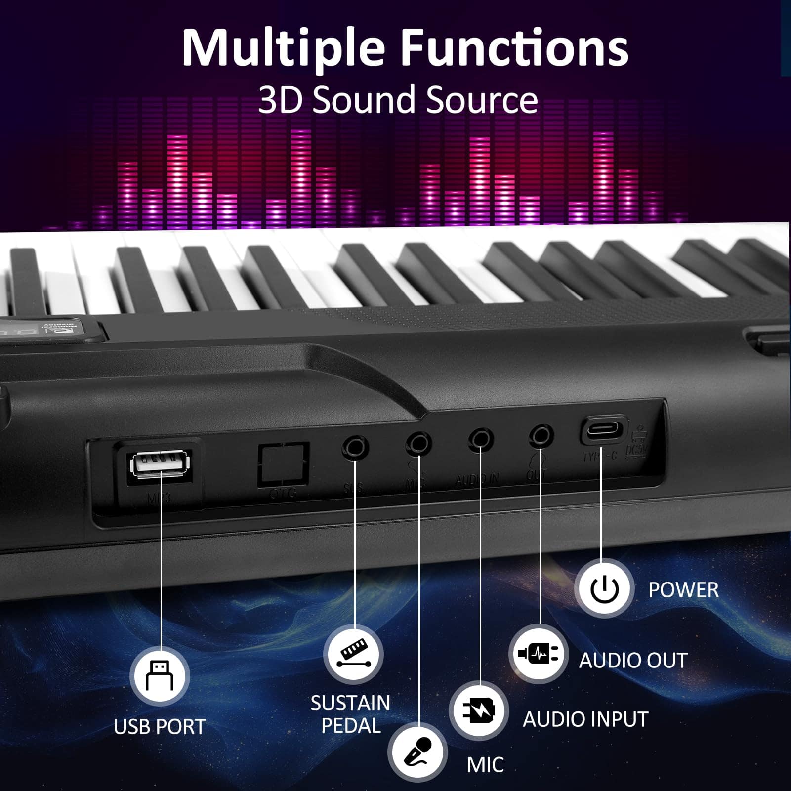 Piano Digital de 88 Teclas para -Negro - Imagen 8