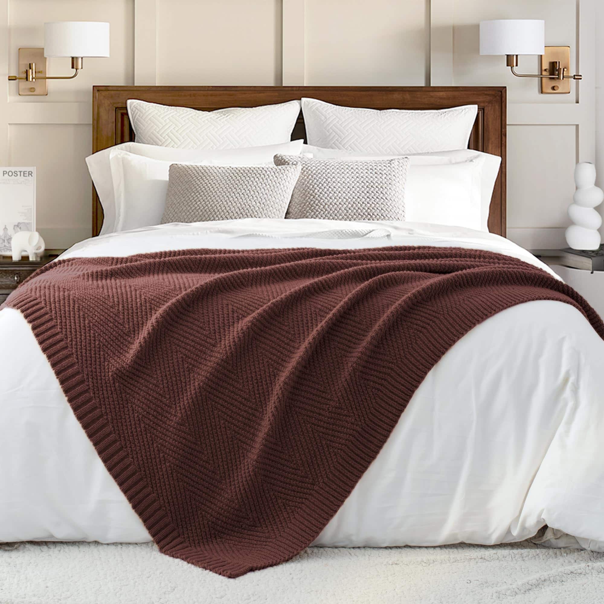 Manta de punto LONG CREATE 50"X60", Marrón Mantas de punto - Imagen 3