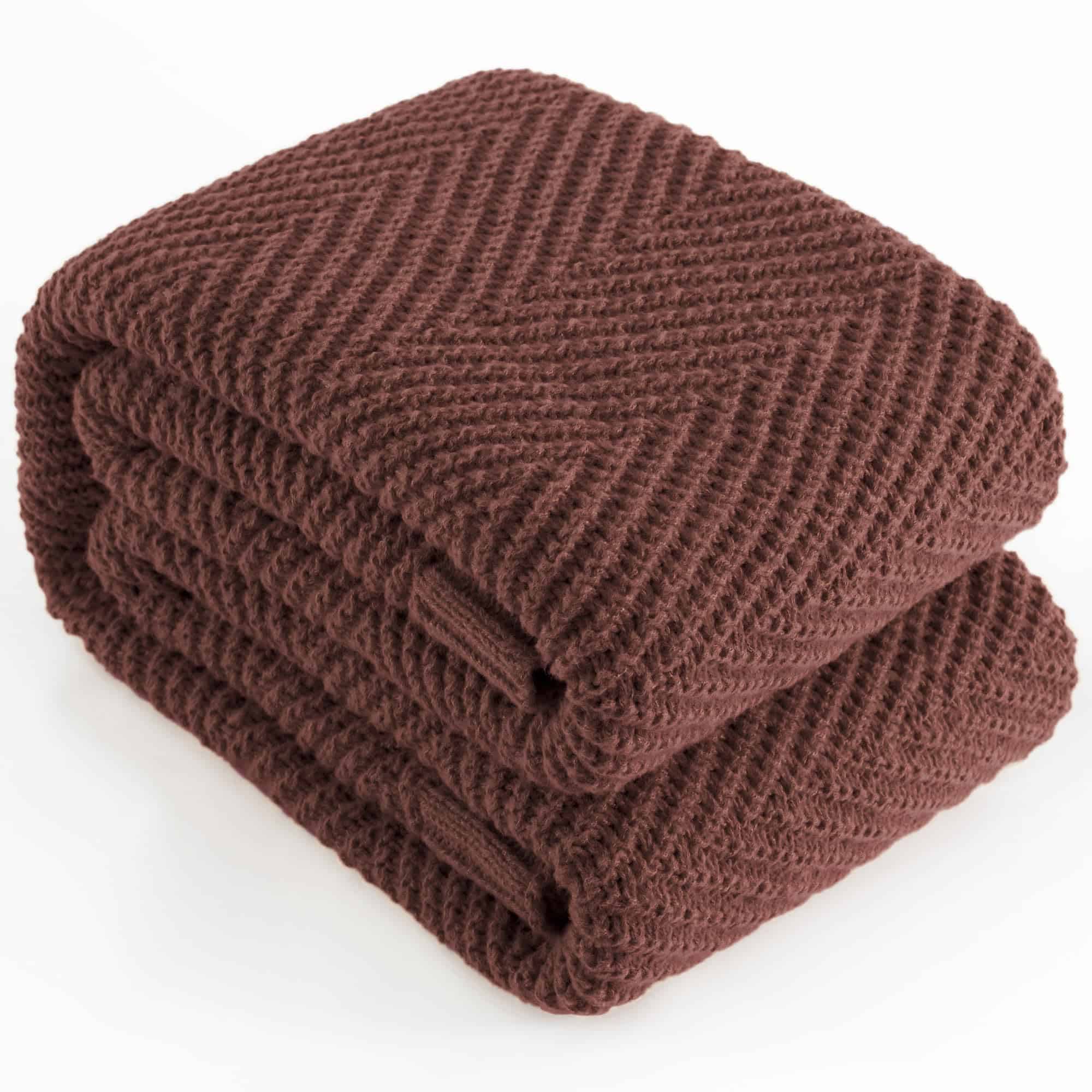 Manta de punto LONG CREATE 50"X60", Marrón Mantas de punto