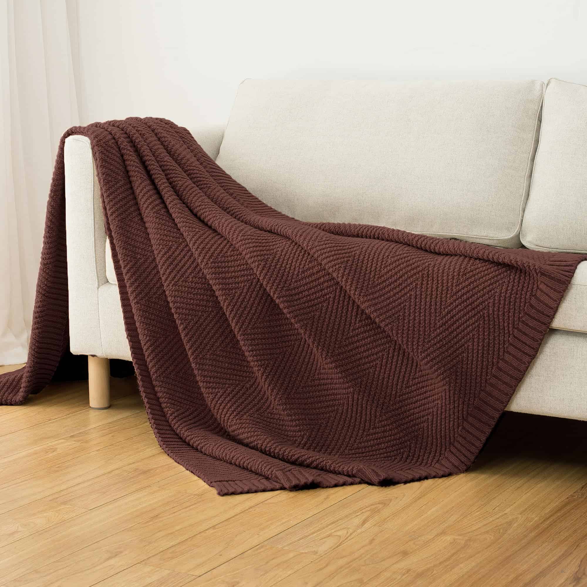 Manta de punto LONG CREATE 50"X60", Marrón Mantas de punto - Imagen 10