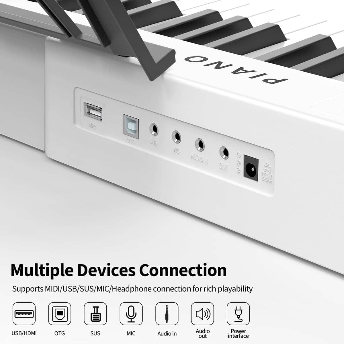 Piano Digital de 88 Teclas Tamaño Completo Semipesadas - Imagen 6