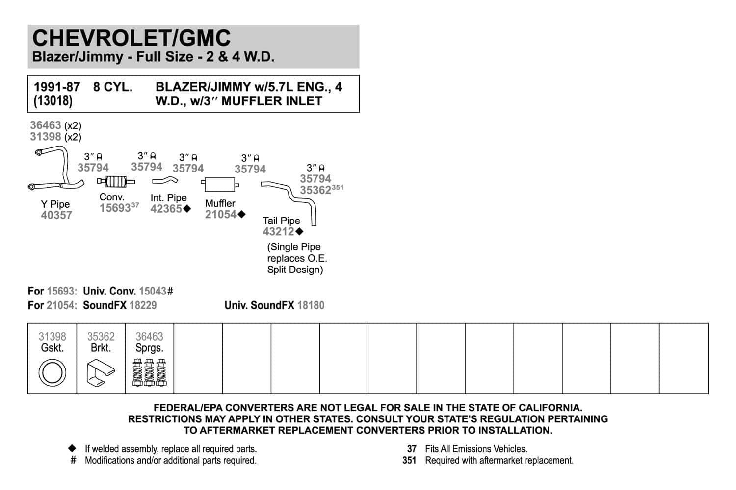 Tubo de escape Walker 42365 3" Entrada 3" Salida para - Imagen 3
