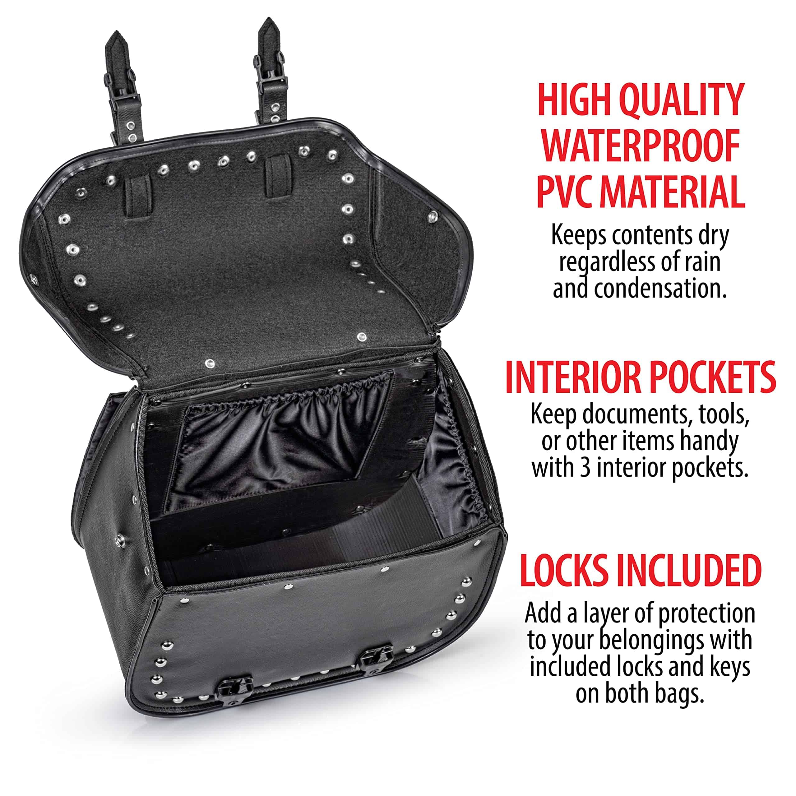 Conjunto de 2 alforjas para motocicleta Diamond Plate, - Imagen 5