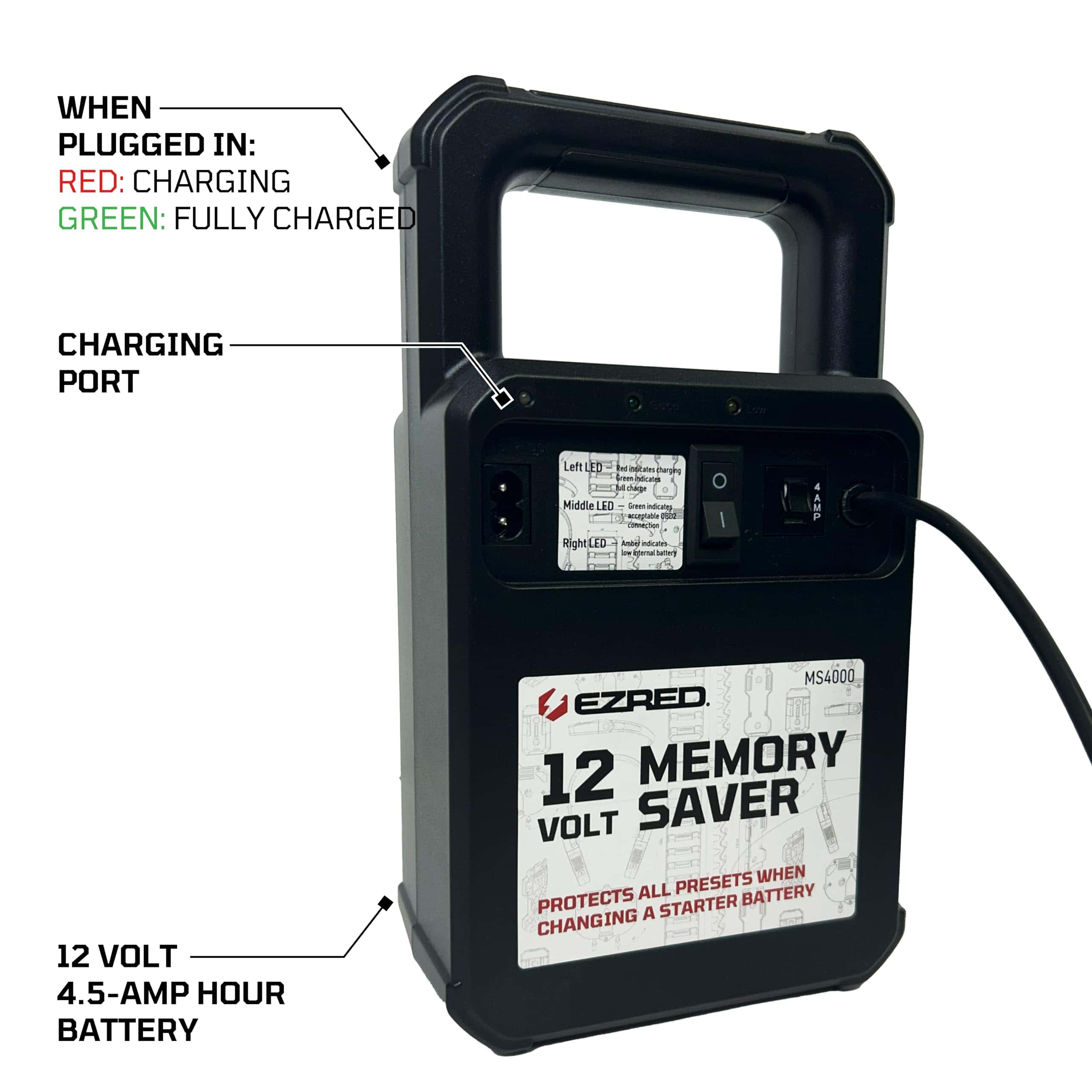 EZRED MS4000 Automotive Memory Saver With Built In Charger, - Imagen 6