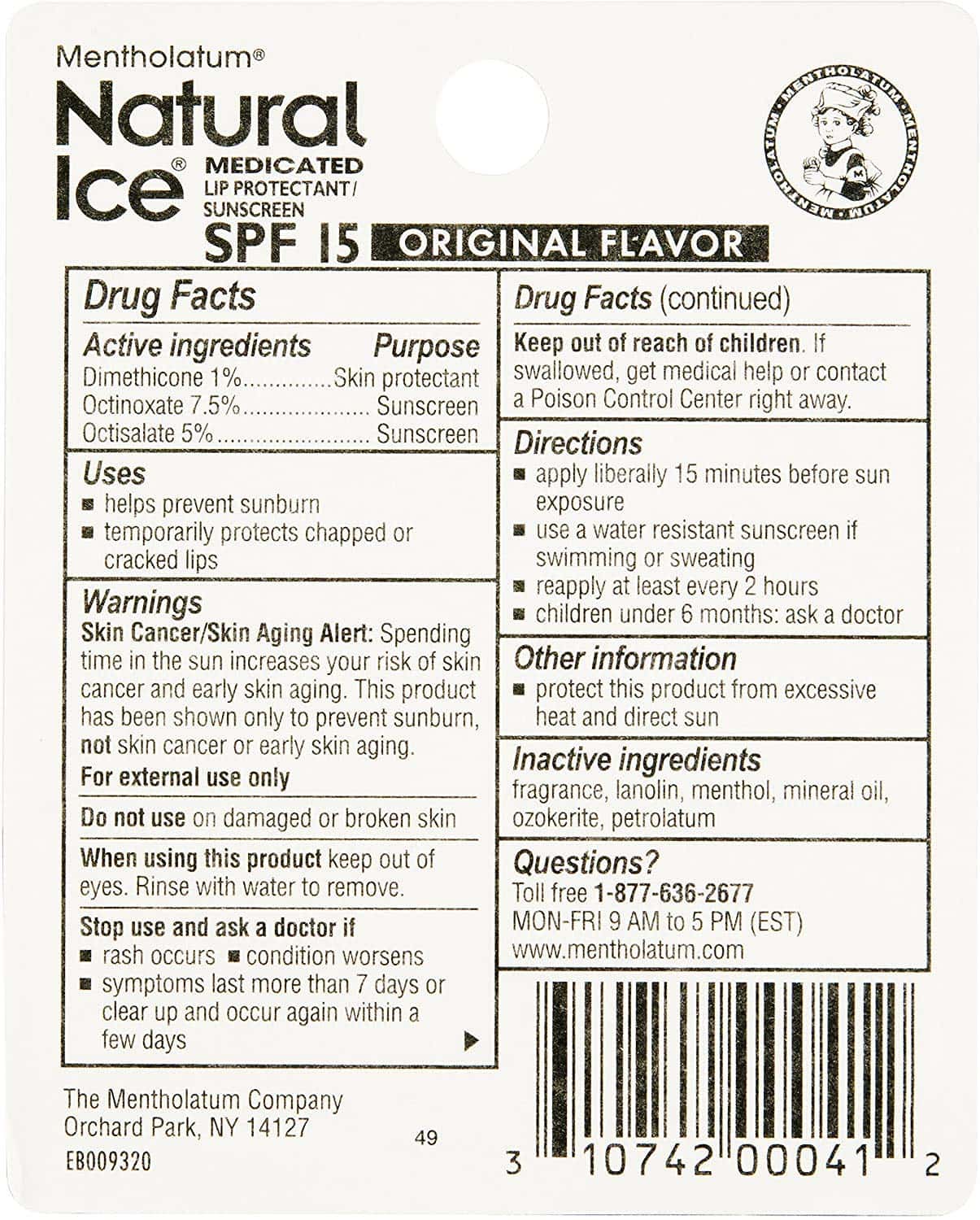 Protector Labial Medicado/Solar SPF 15 Natural Ice, - Imagen 5