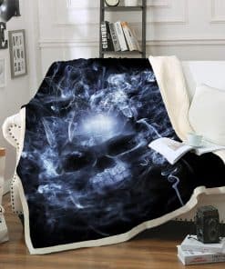 Manta de Felpa Sherpa con Diseño de Calavera y Rosas en