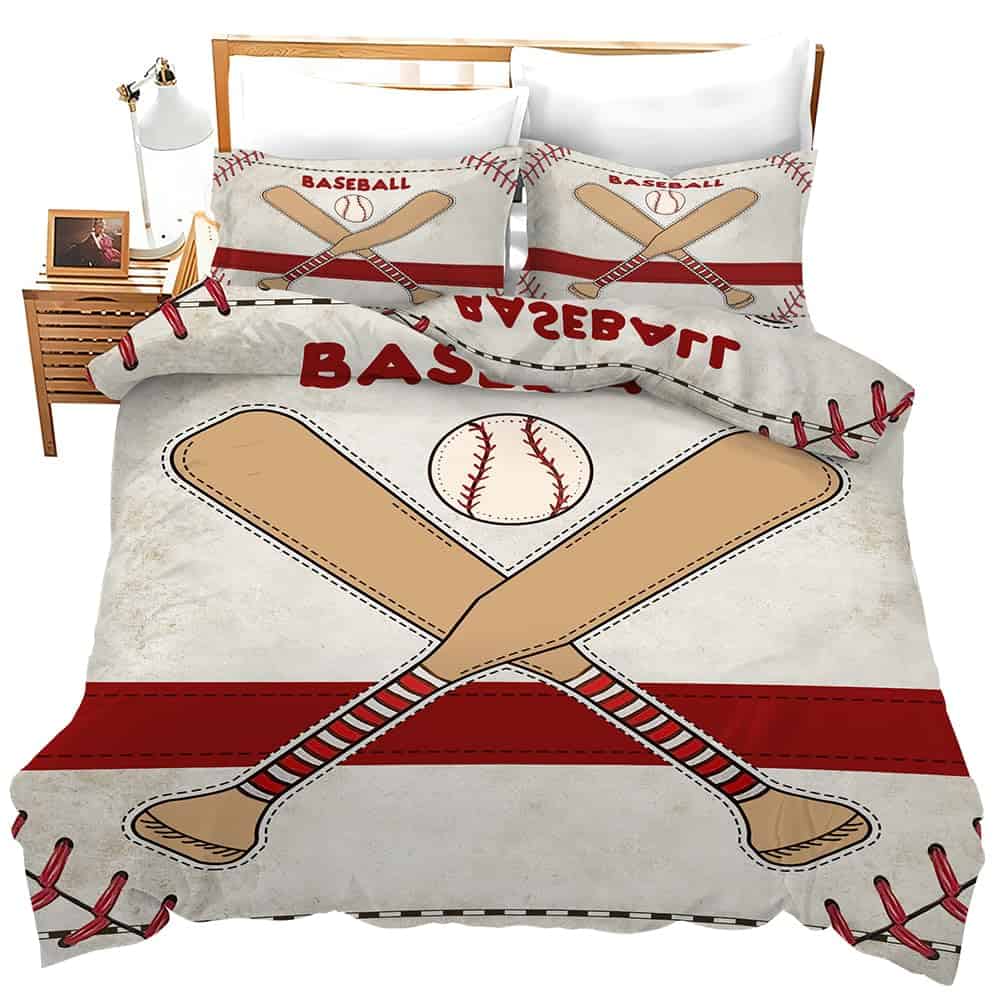Juego de 3 Piezas de Edredón con Estampado de Béisbol y 2