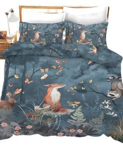 Set de Edredón Estampado Bosque de Zorro de 3 Piezas con 2