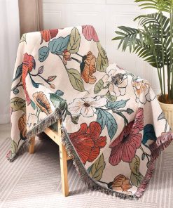 Manta Floral de Patrón Blanco Ksriylm para Sofá, Cama,