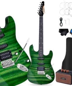 Leo Jaymz Kit de Inicio de Guitarra Eléctrica -Llama Verde