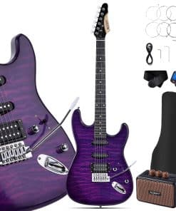 Leo Jaymz Kit de guitarra eléctrica estilo ST de 39" Tamaño