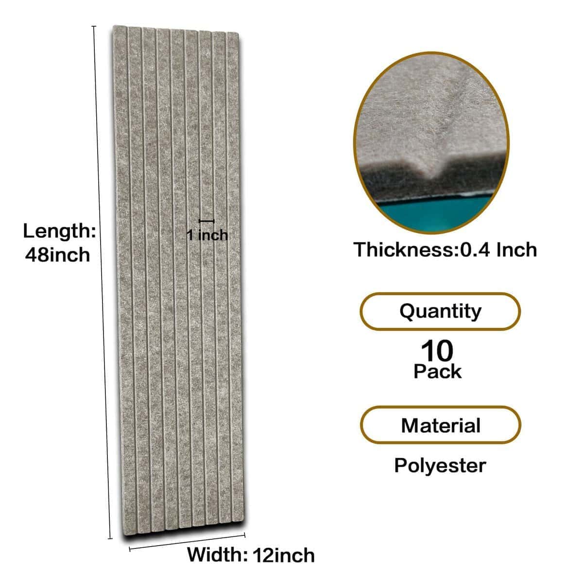 Paquete de 10 Paneles Acústicos, 48" X 12" X -Camel Oscuro - Imagen 3