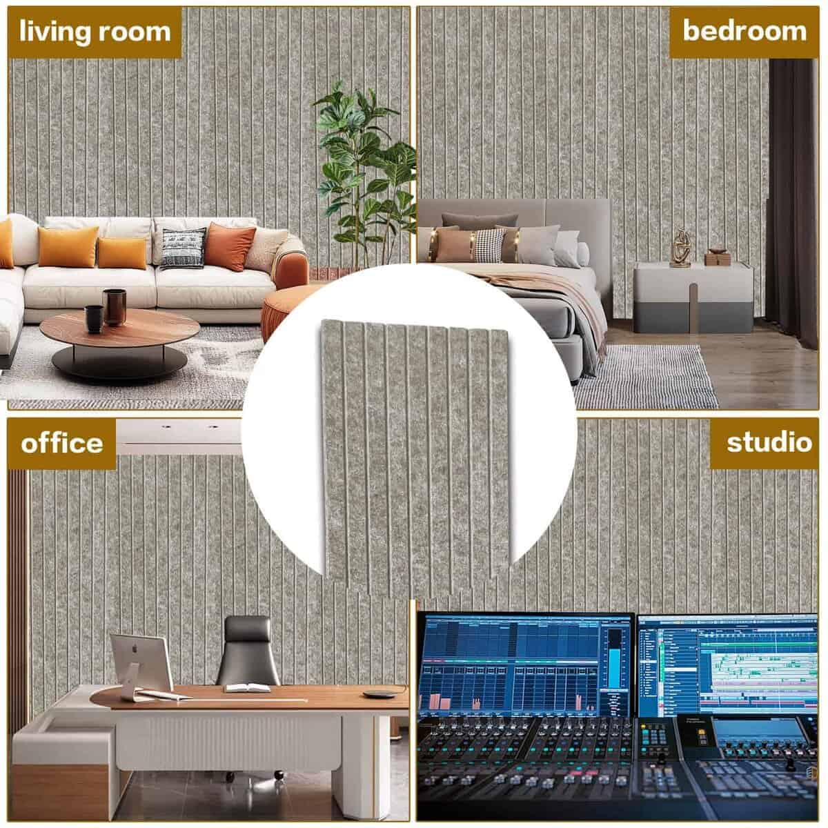 Paquete de 10 Paneles Acústicos, 48" X 12" X -Camel Oscuro - Imagen 8