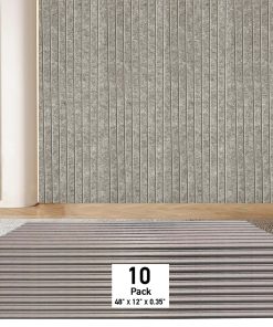 Paquete de 10 Paneles Acústicos, 48" X 12" X -Camel Oscuro