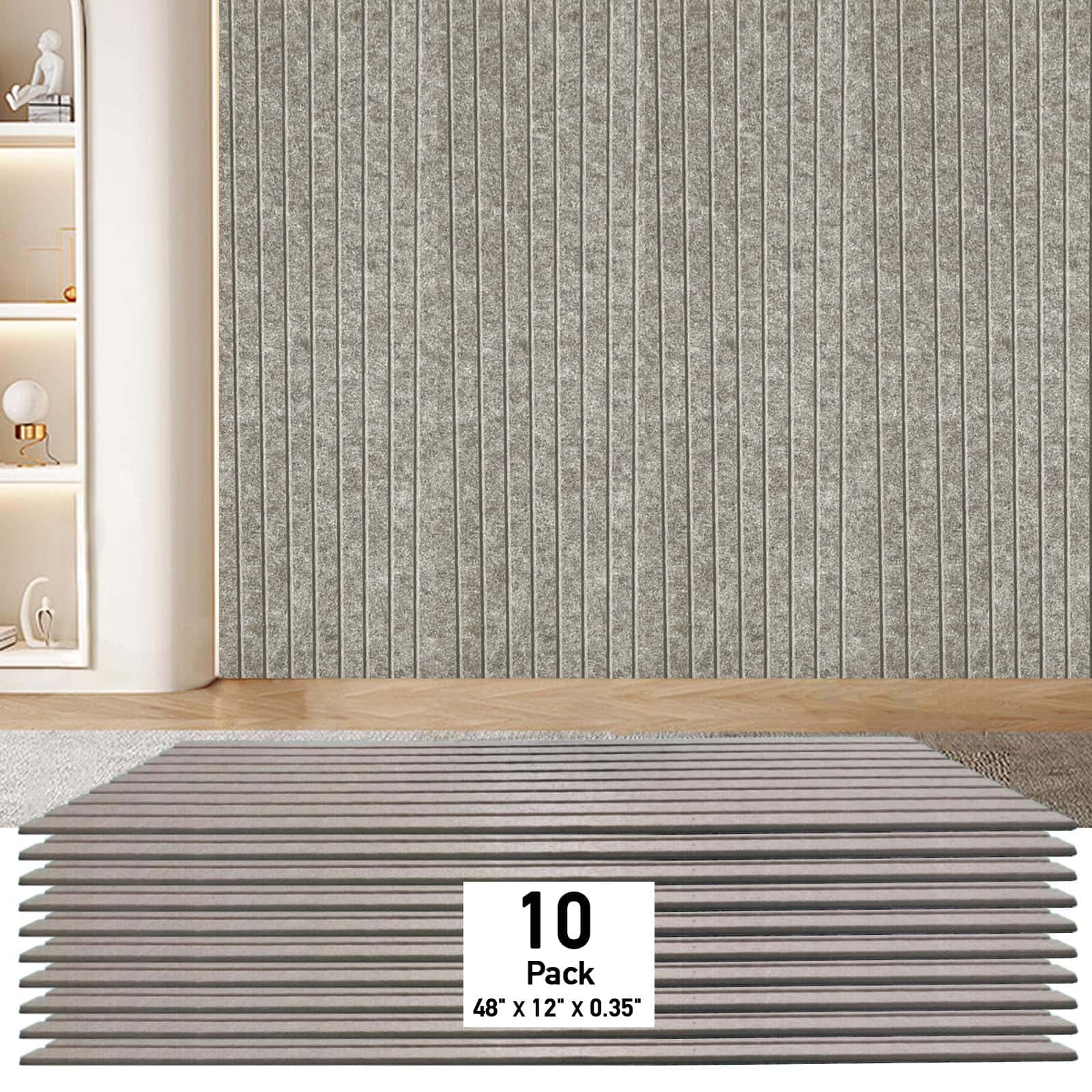 Paquete de 10 Paneles Acústicos, 48" X 12" X -Camel Oscuro