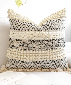 Funda de cojín amarillo y negro BlissBlush Boho 20X20,