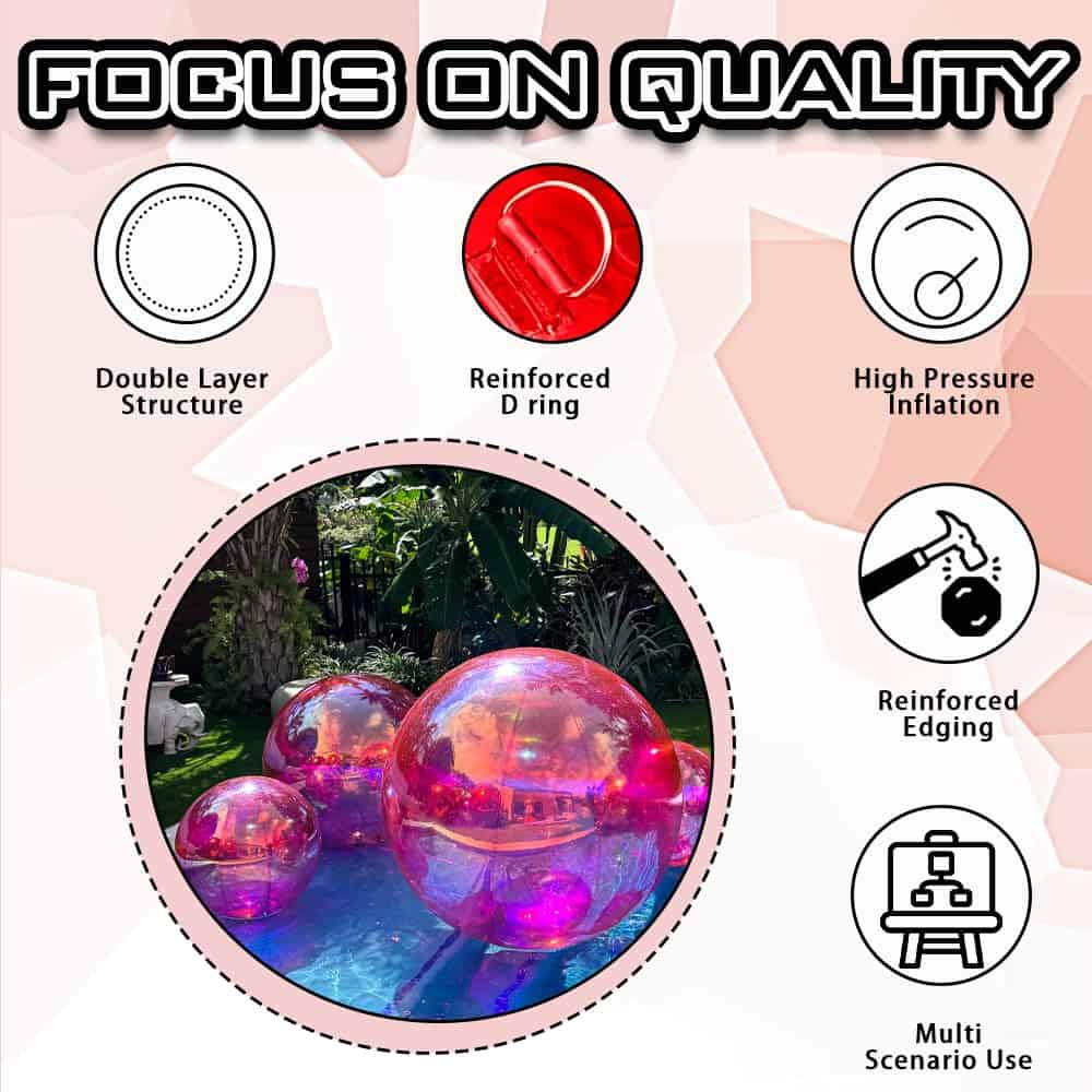 Set de bola de espejo inflable - Esferas de PVC herméticas - Imagen 6