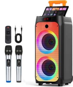 Máquina de Karaoke HWWR con 2 Micrófonos Inalámbricos,