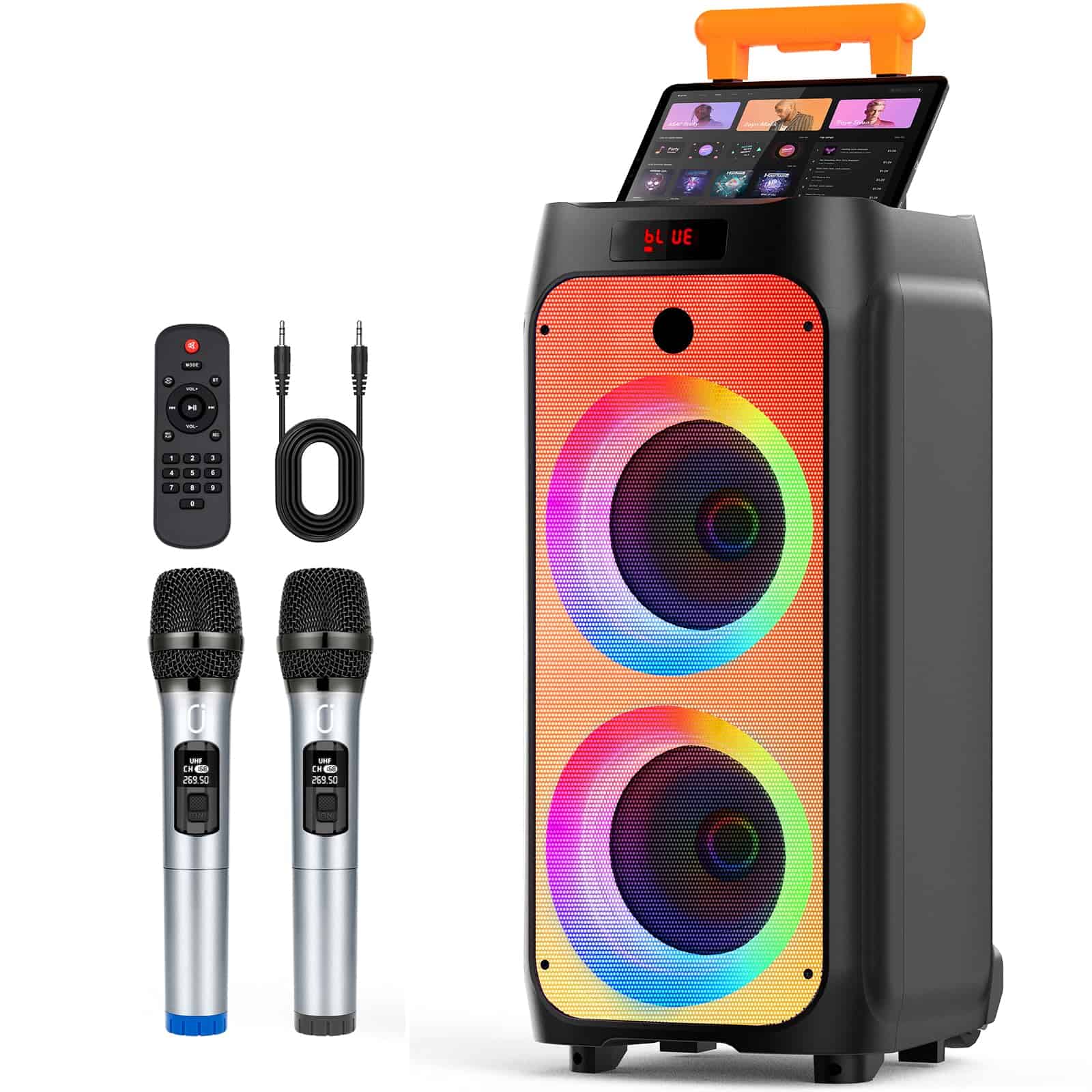 Máquina de Karaoke HWWR con 2 Micrófonos Inalámbricos,