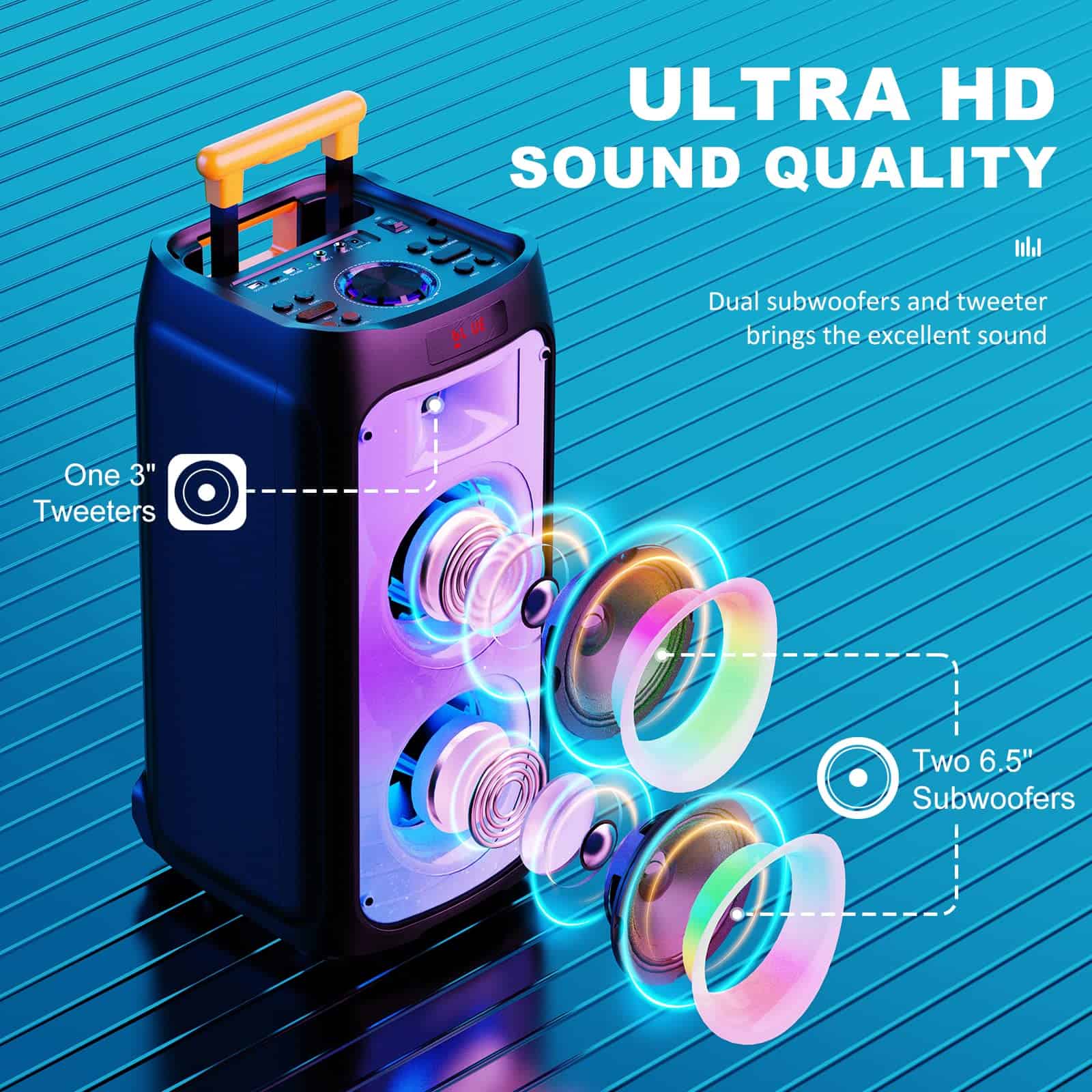 Máquina de Karaoke HWWR con 2 Micrófonos Inalámbricos, - Imagen 3