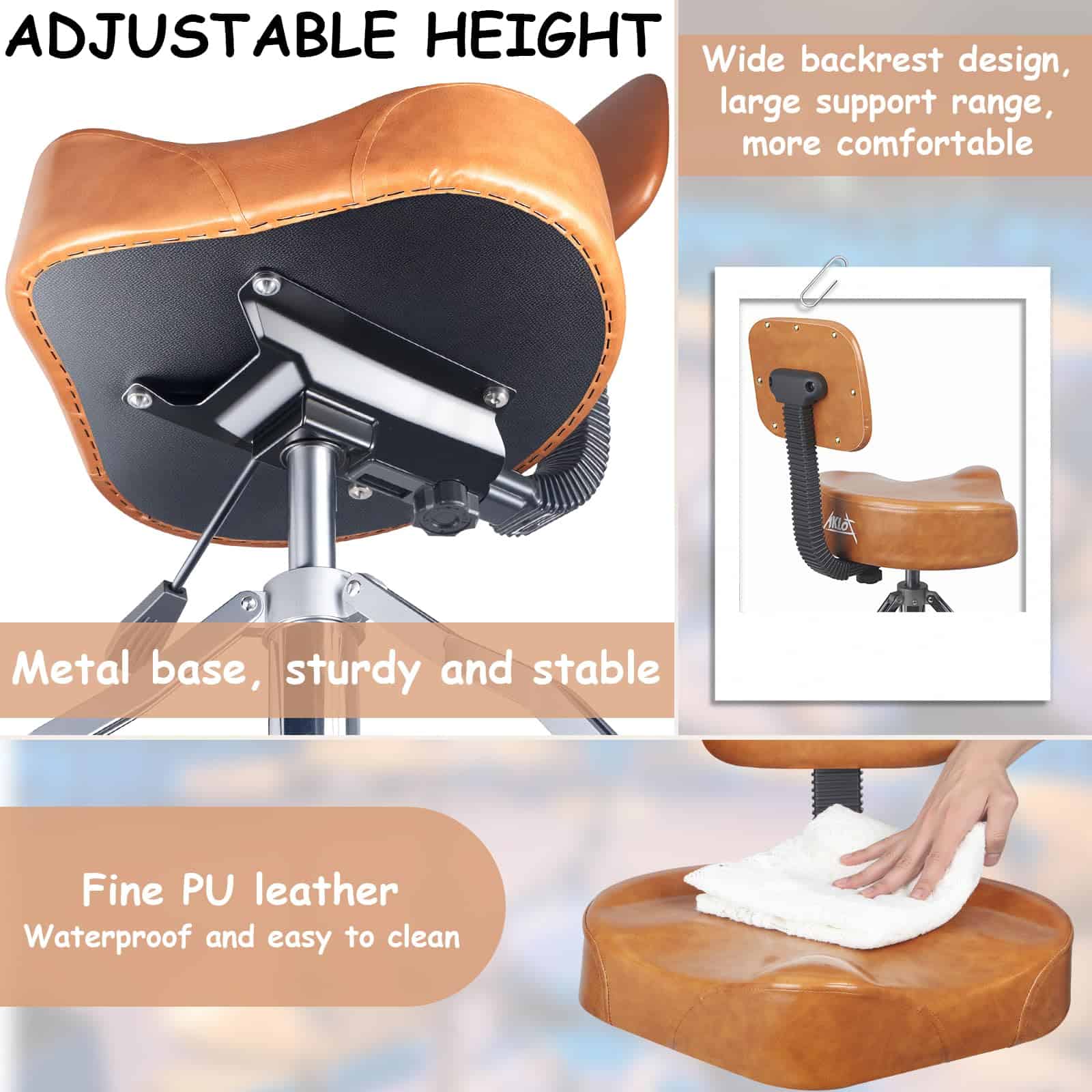 AKOLT Banqueta de tambor con respaldo, asiento de tambor - Imagen 4