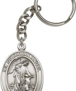 Llavero de Ángel Guardián de Plata Antigua