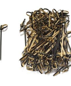BambooMN 3.5" Bamboo Palillos Negros con Nudo para Cócteles
