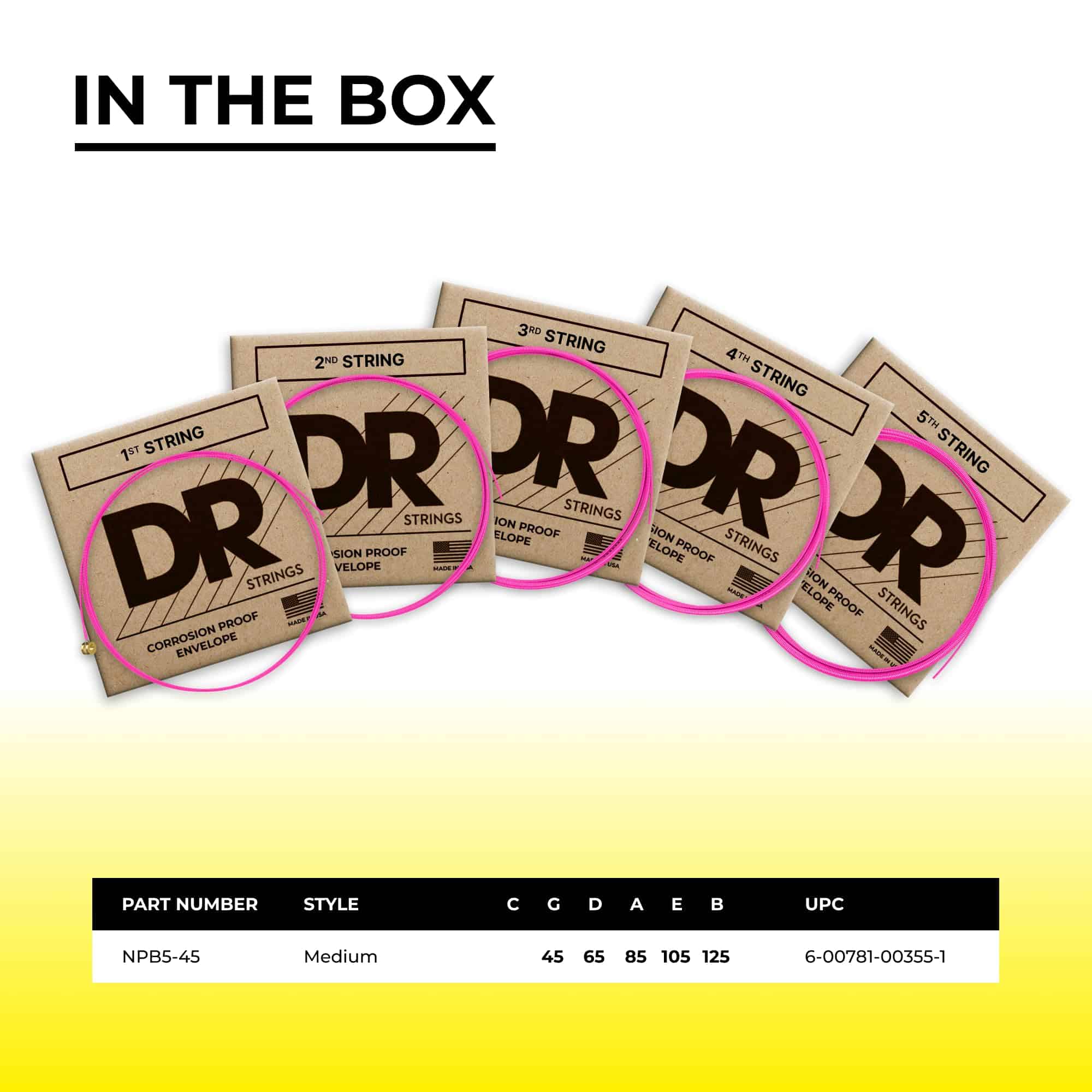 Cuerdas de bajo DR Strings HI-DEF NEON (NPB5-45) - Imagen 3