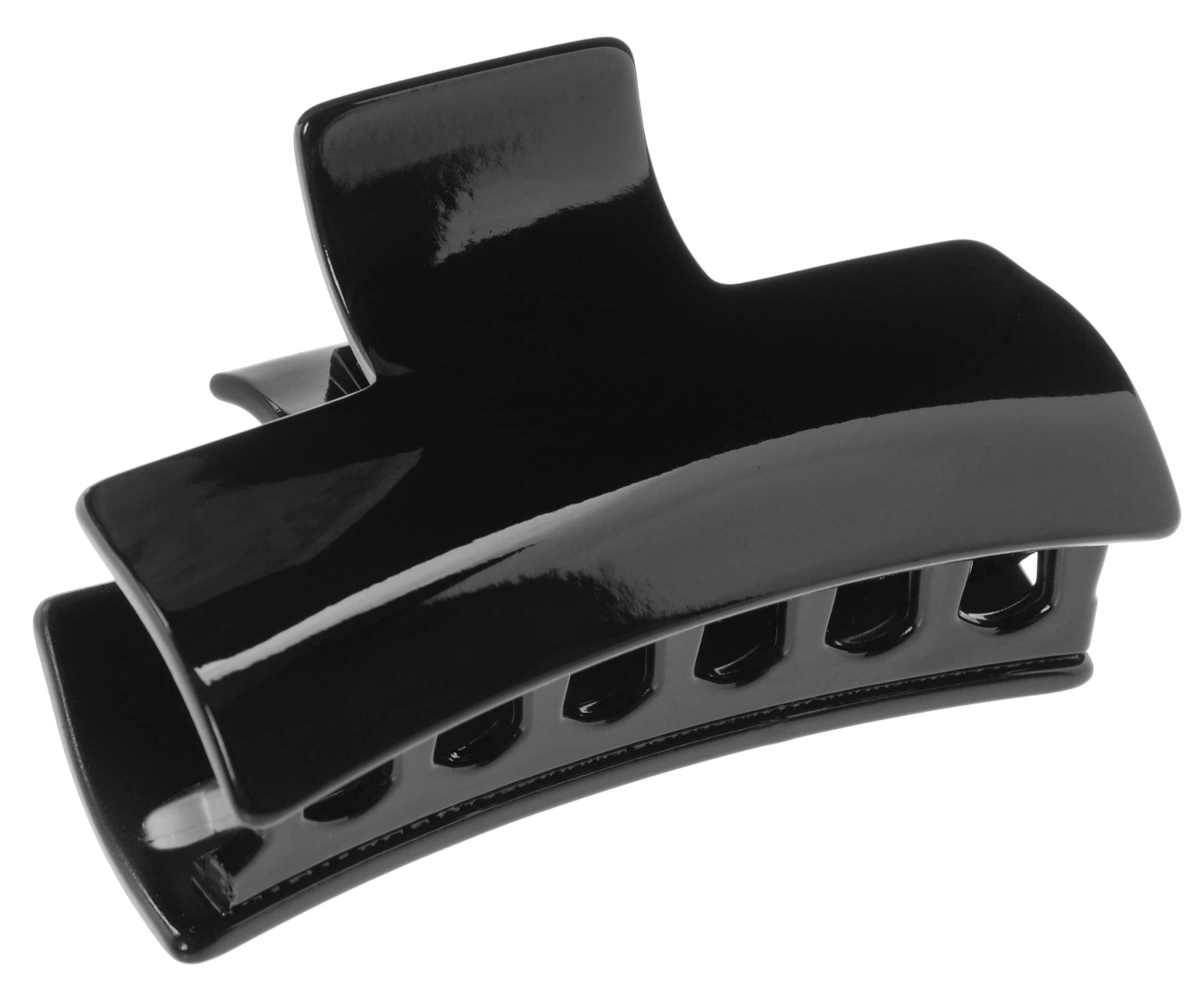 Francia Luxe Gran Clip de Garra Rectangular Sólido - Negro