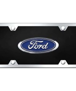 Placa de Licencia de Acrílico Negro con Logo Cromado