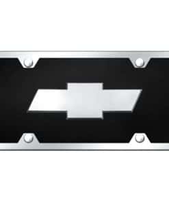 Placa de licencia de acrílico negro con logotipo cromado