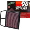Filtro de aire del motor K&N: Alto -Negro