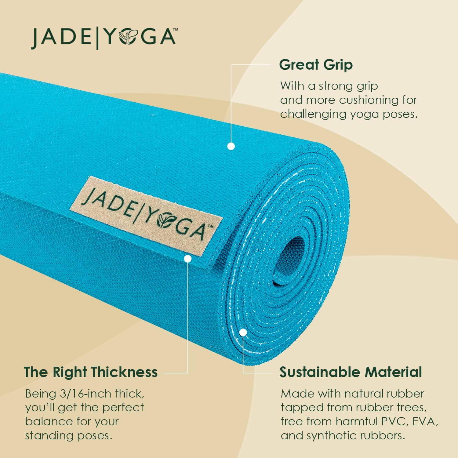 Tapete de Yoga JadeYoga Harmony - Tapete -Turquesa - Imagen 4