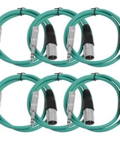 Paquete de 6 Cables de 2 pies XLR Macho a 1/4 pulgadas TRS