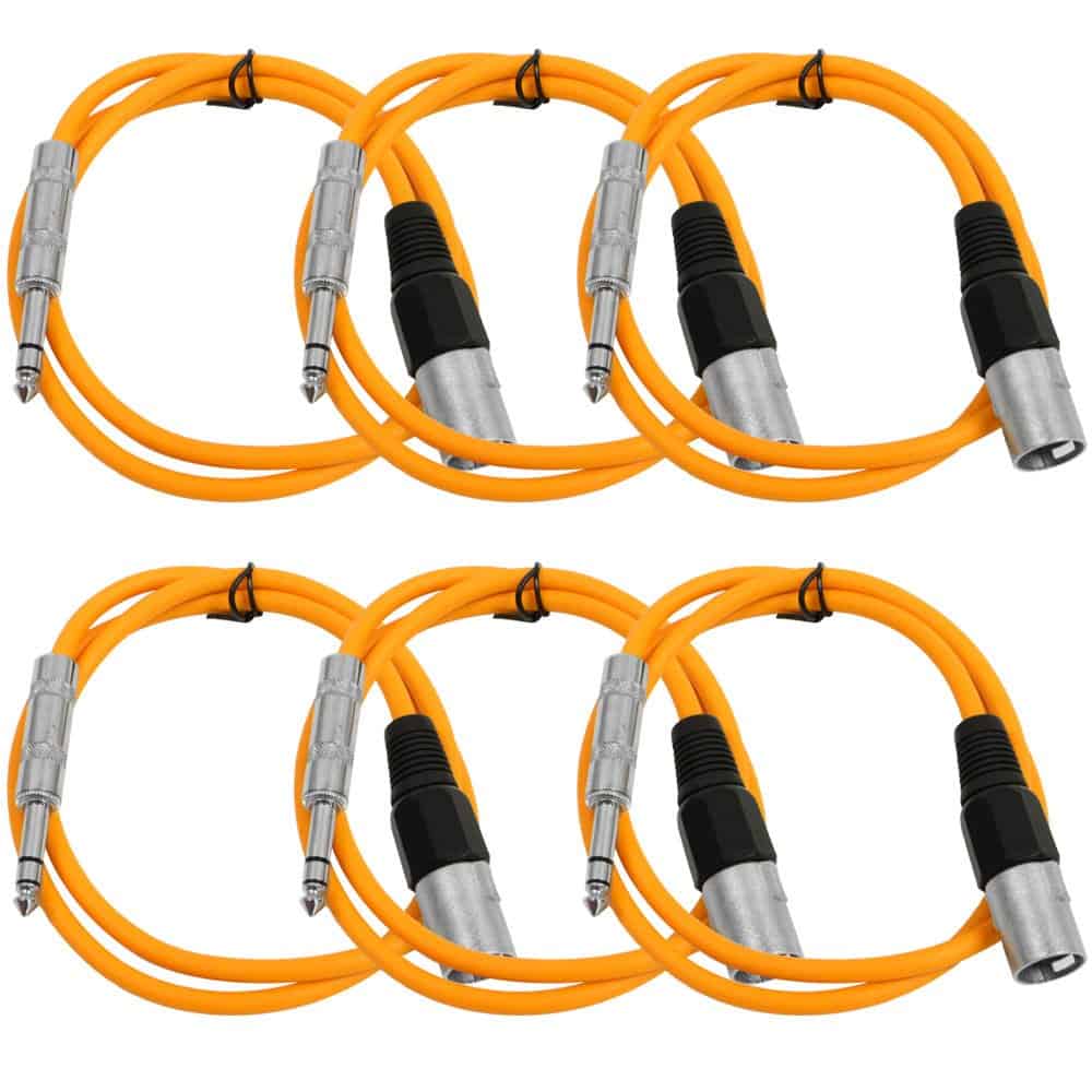 Seismic Audio SATRXL-M2Orange6 2 Pies XLR Macho a 1/4
