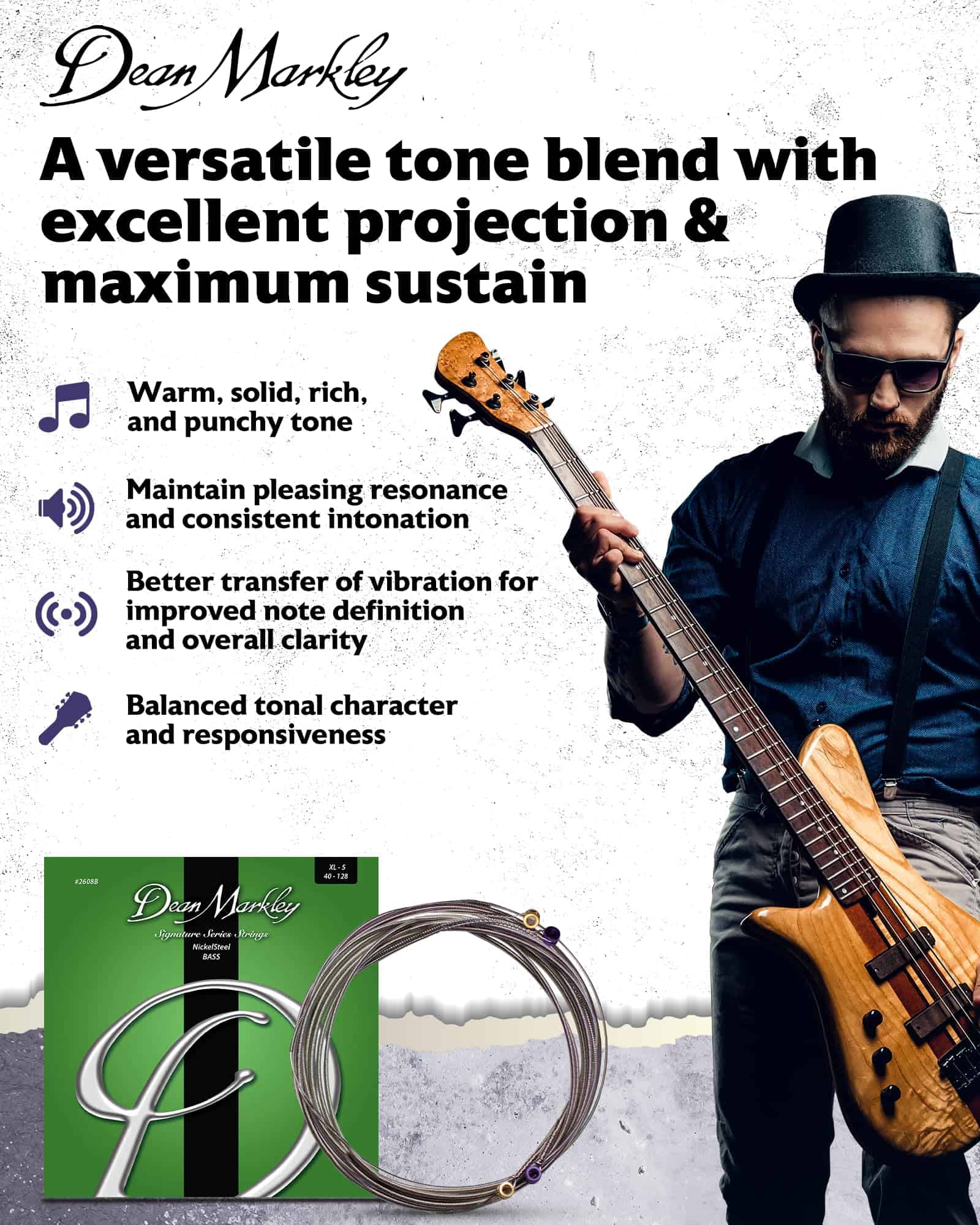 Cuerdas de Bajo Eléctrico Dean Markley NickelSteel 5 - Imagen 4