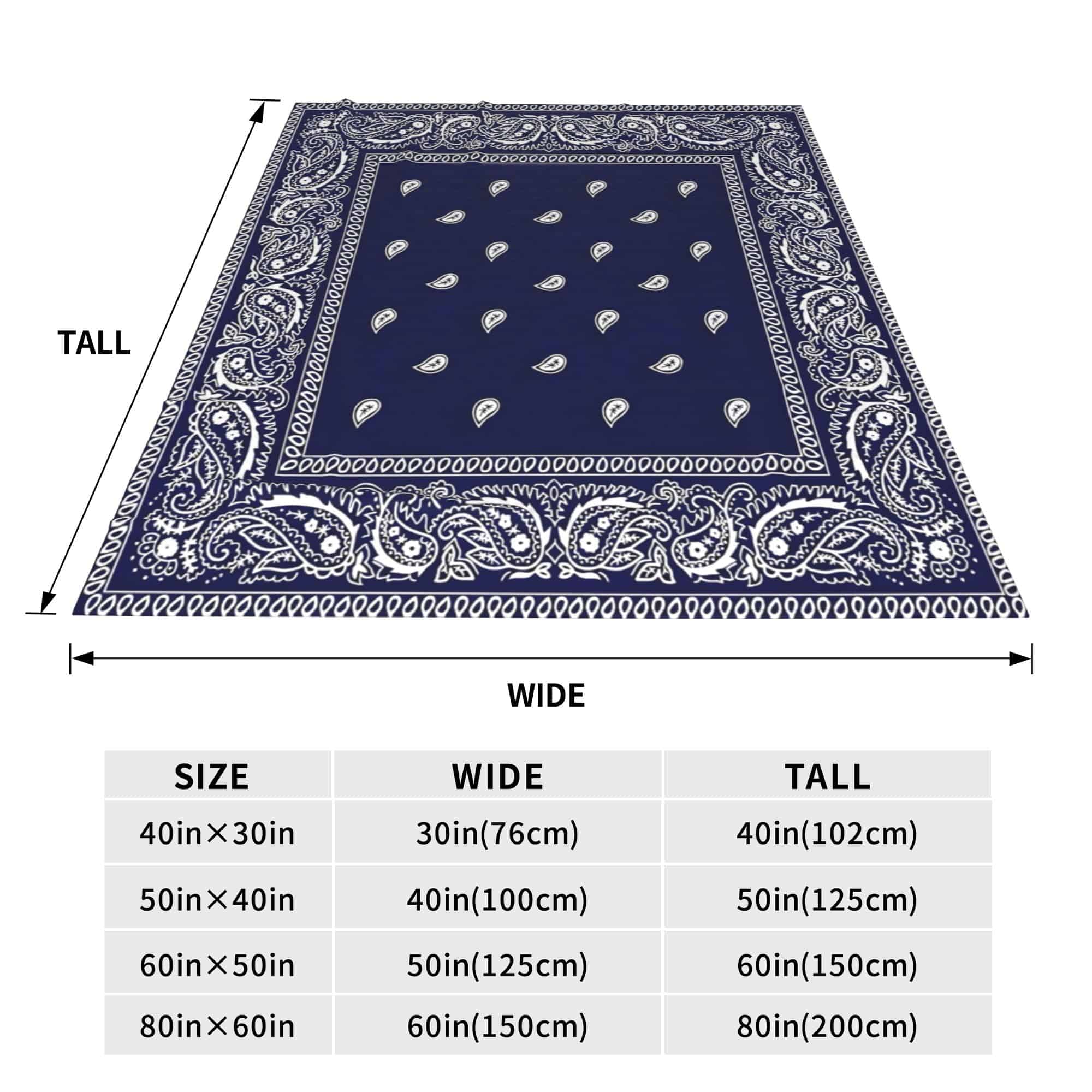 Manta de banda de lana de color azul con estampado de borde - Imagen 4