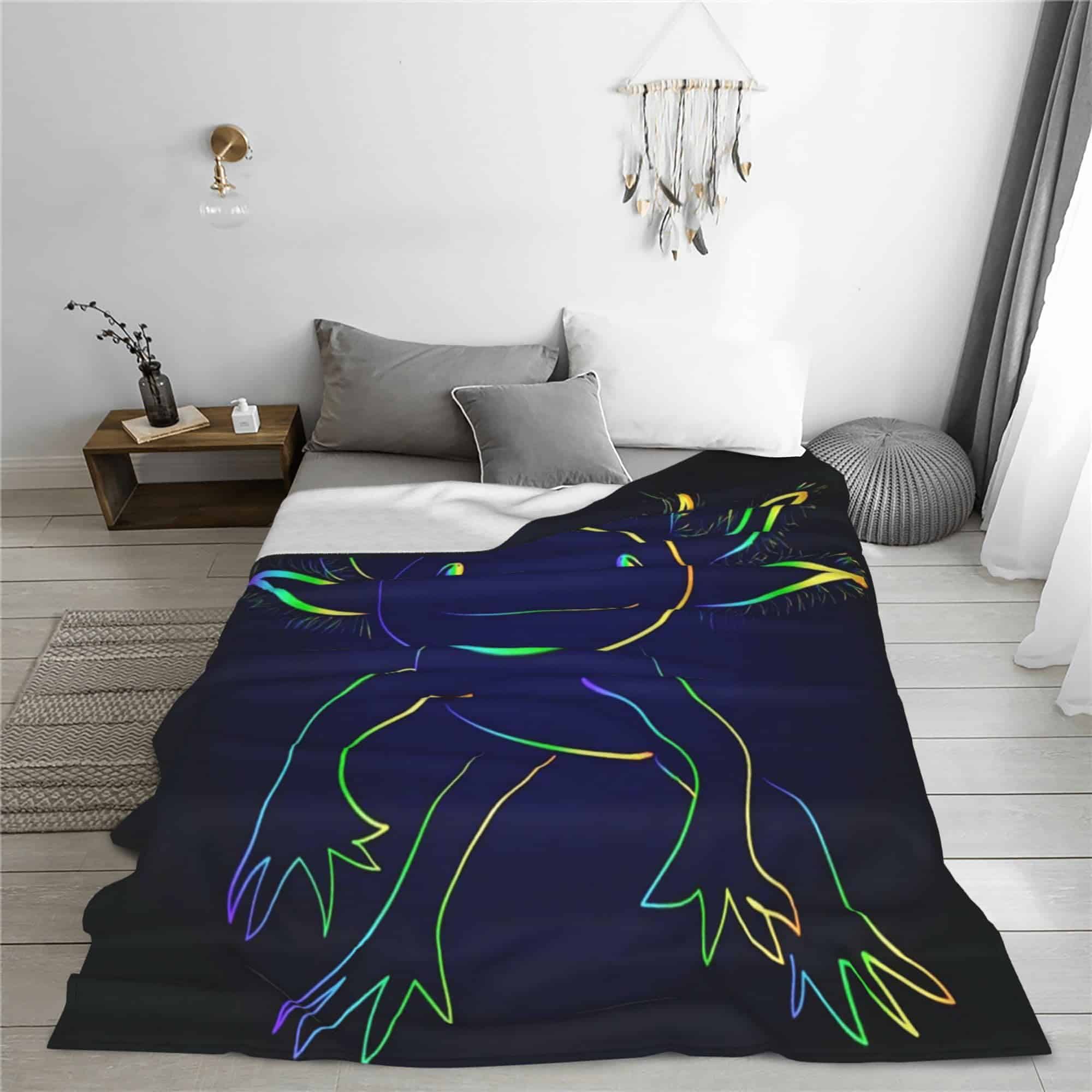 Manta de Cama de Axolotes Arcoíris Estilizados para Niños - Imagen 6