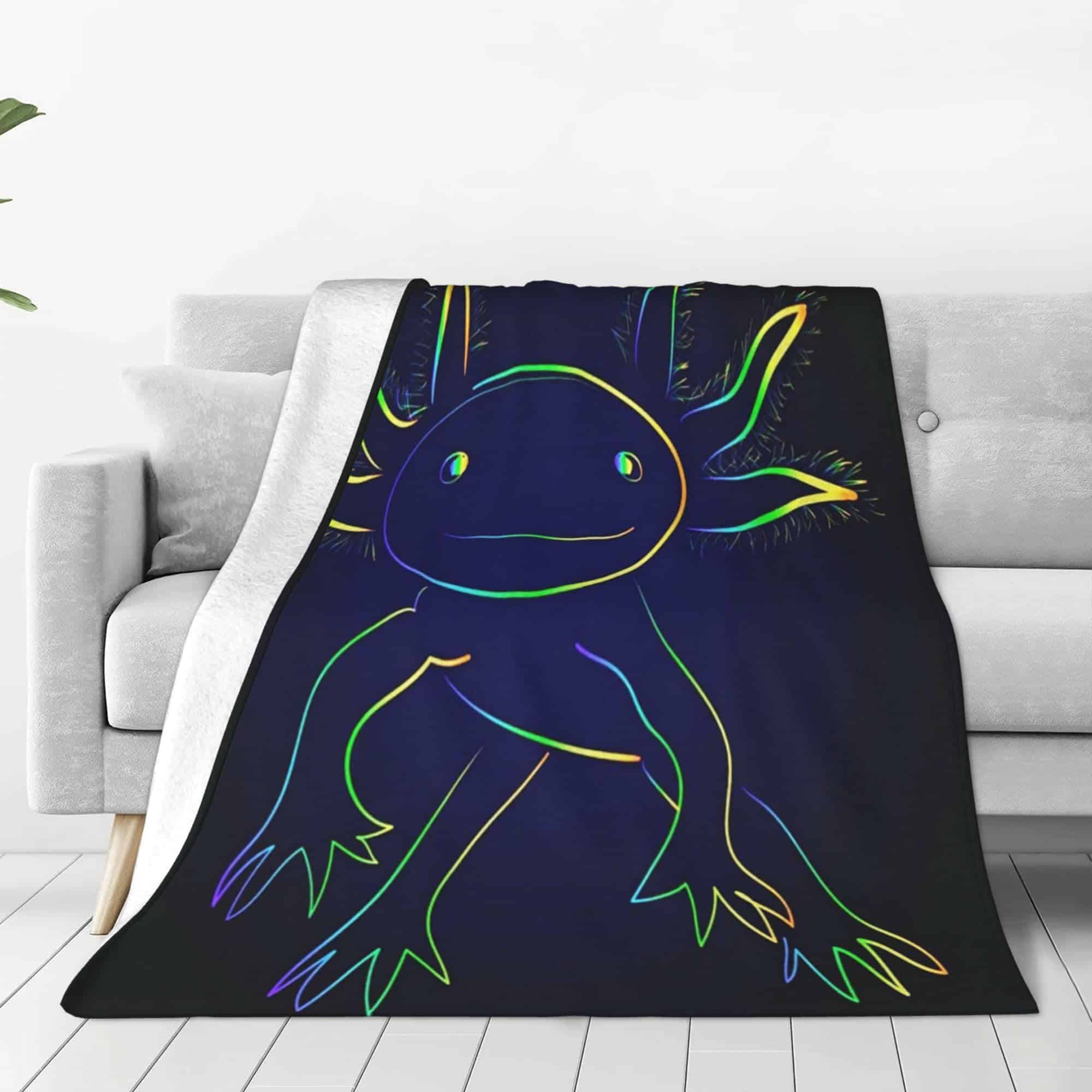 Manta de Cama de Axolotes Arcoíris Estilizados para Niños - Imagen 3