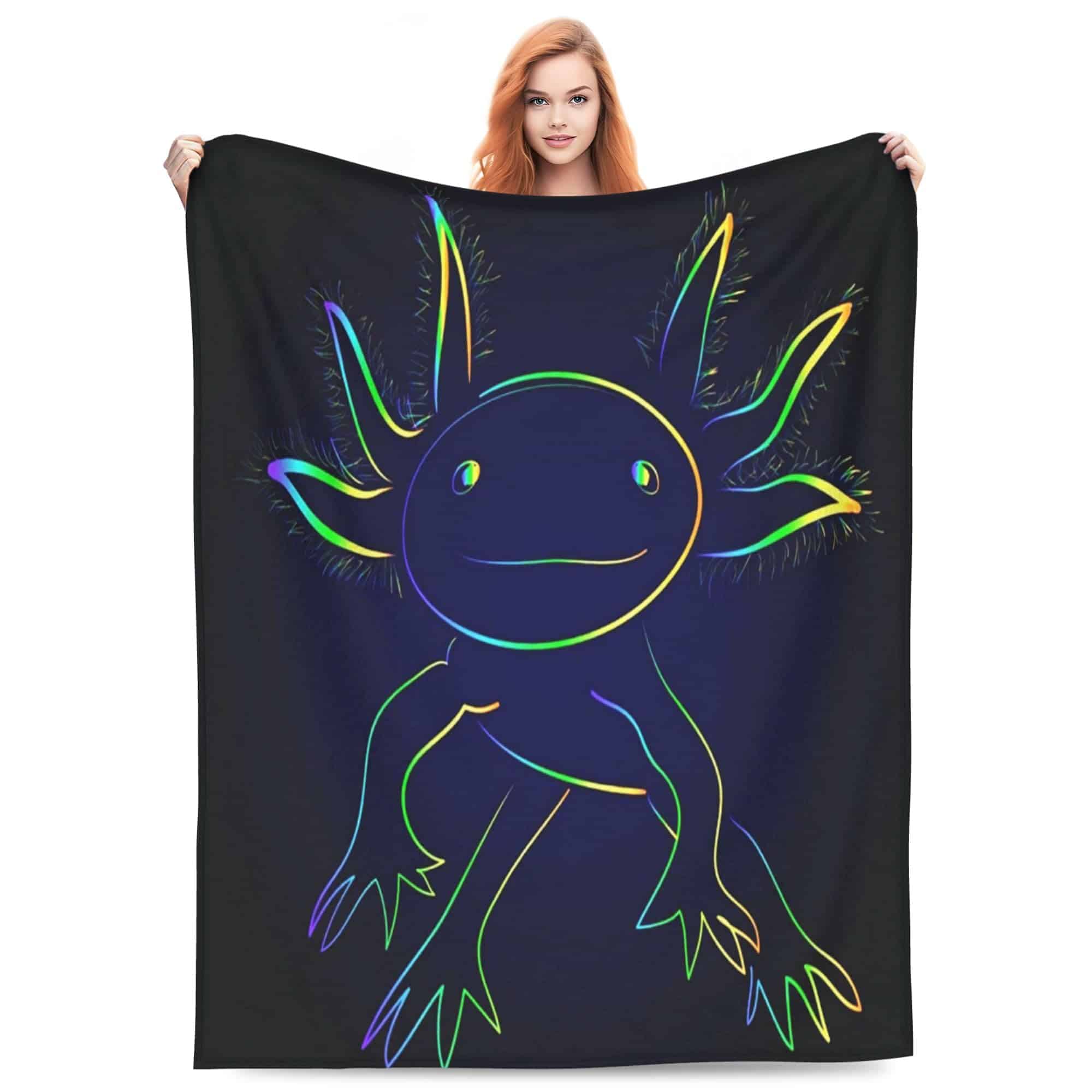 Manta de Cama de Axolotes Arcoíris Estilizados para Niños