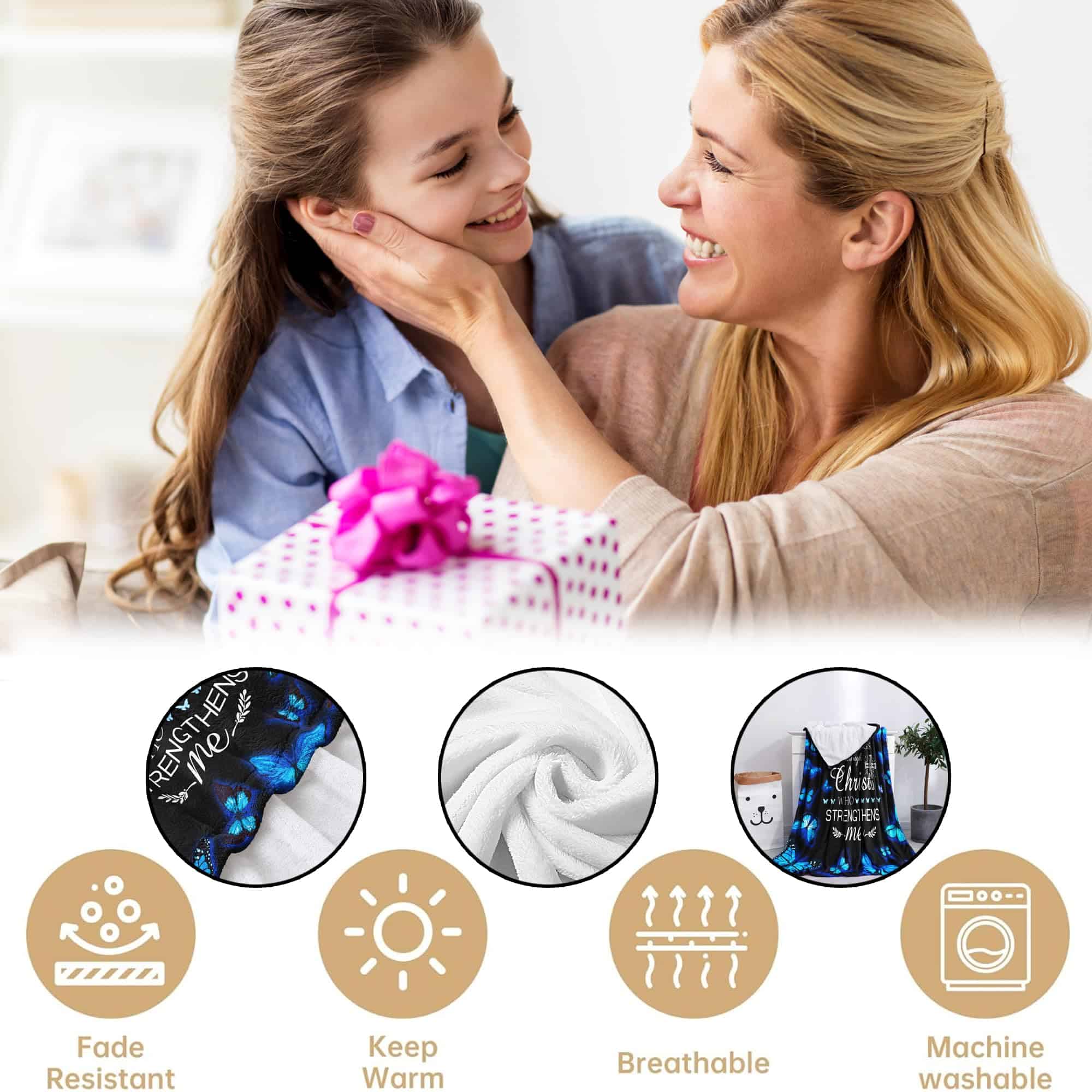 YEEFLOW Regalos Cristianos para Mujeres Manta, Regalos - Imagen 6