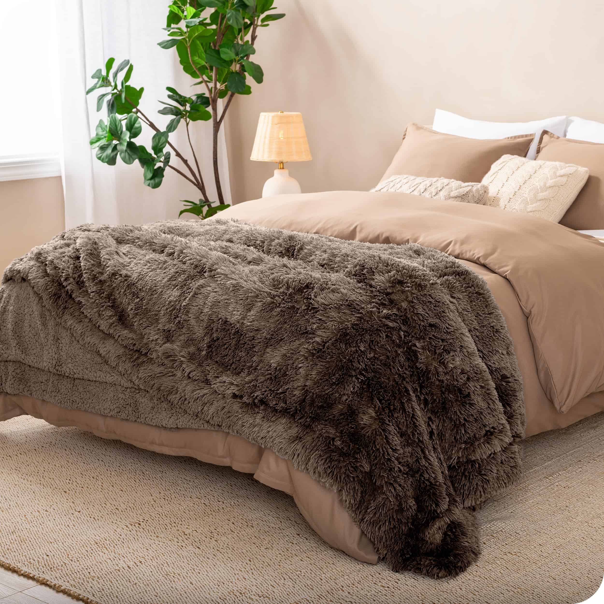 Manta de Piel Falsa de Lujo Shaggy con Sherpa - Súper - Imagen 4